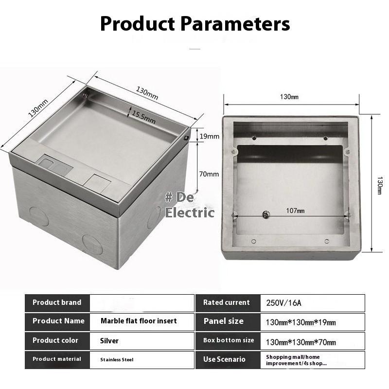 Marble Flat Floor Insert Multifunctional Pure Stainless Steel Power Ground Plug Household Floor Socket Box