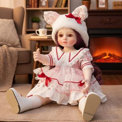 Очаровательная виниловая кукла Cloveray с красивым париком, дисплеем, коллекционный подарок для девочек и любителей кукол, 18 дюймов, шляпа/повязка на голову, ручная роспись и подставка, (имя