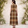 Women Plus Size Round Neck Sleeveless Geometric Printed A Line Long Dress With Side Pockets