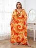 Оранжевый женский кафтан больших размеров с v-образным вырезом, богемные длинные платья, пляжное платье с вырезом и вышивкой, очаровательный халат, кафтан, наряд Q1621