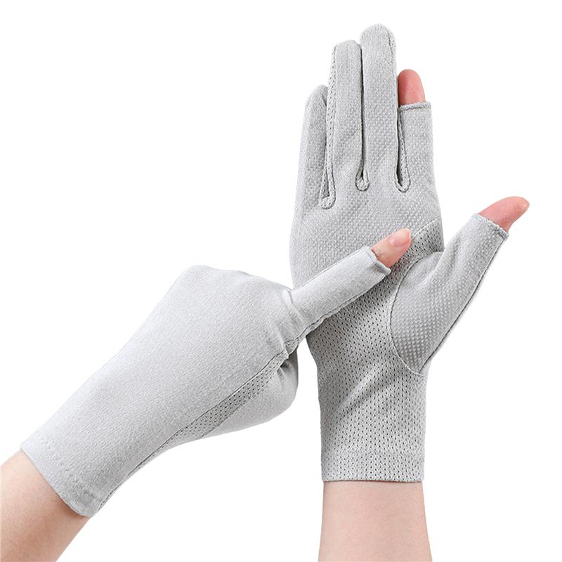 Женские летние тонкие короткие перчатки из полиэстера и хлопка, спортивные нескользящие дышащие перчатки для вождения и езды, солнцезащитные перчатки