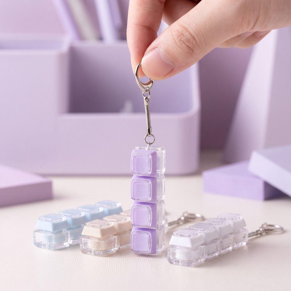 4 Keys Button Keyboard Fidget Keychain Funny Pendant Fidget Clicker Toy Bag Key Decor