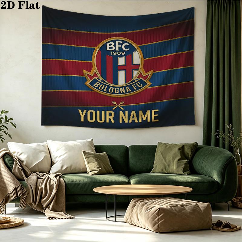 Custom Name Bologna FC Printed Tapestry – Wall Hanging for Bedrooms, Dorms, and Home Decor