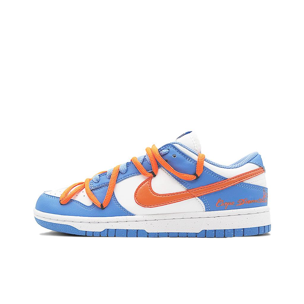 Nike Dunk Cerulean Orange Light Abrasion Resistant Slip Resistant Low top Skateboard Shoes Women's Blue White Orange DD1873-402(Team1927-)