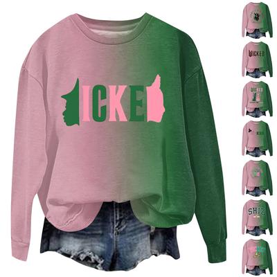 Женские топы с круглым вырезом и принтом из хлопка, повседневная мода, длинный рукав, пуловер, топ, блузка