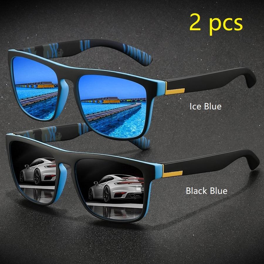 2 предмета модные винтажные квадратные спортивные солнцезащитные очки для мужчин и женщин для вождения и рыбалки брендовые дизайнерские солнцезащитные очки ретро мужские очки UV400