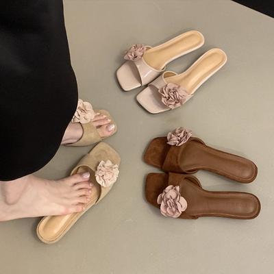 Национальный стиль фея цветок лето ретро шлепанцы обувь одно слово китайский клиновидный каблук новый 2025 новый с юбкой сандалии