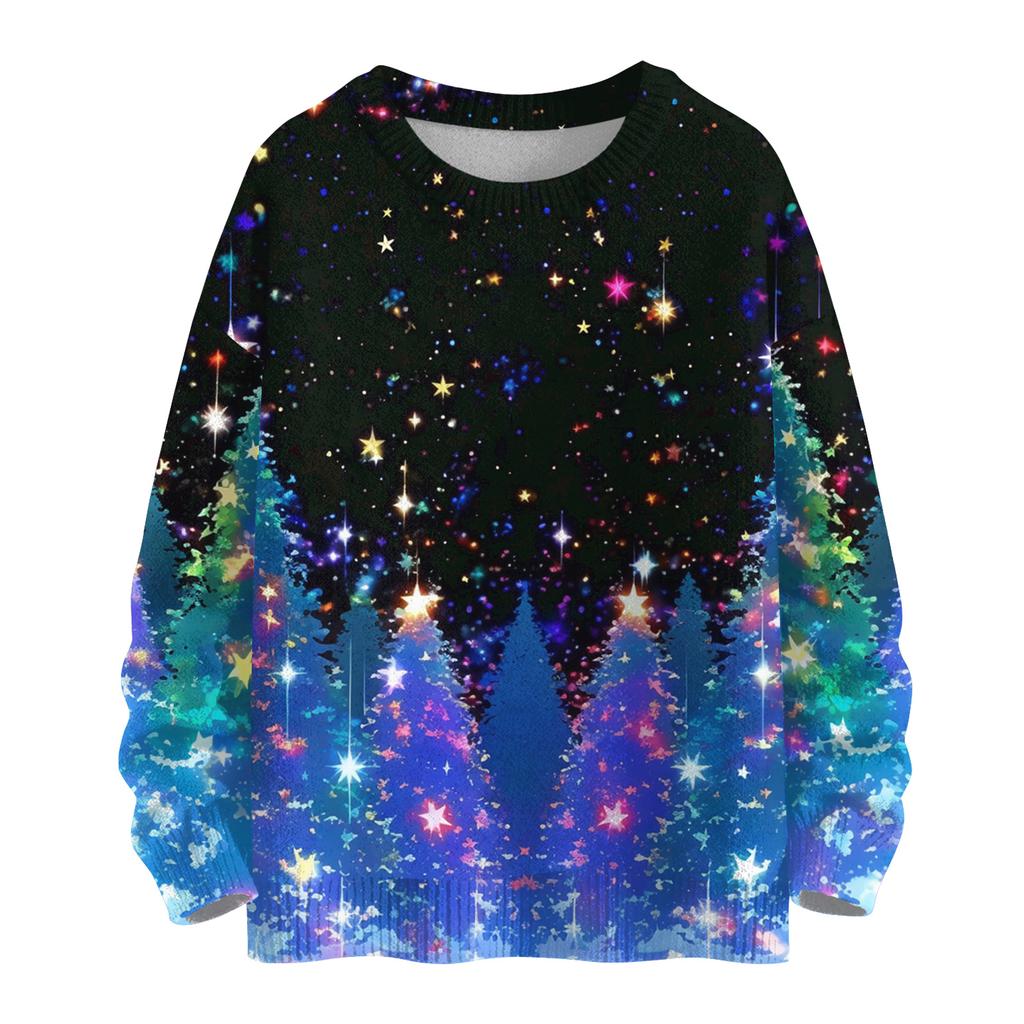 Women's Casual Long Sleeve Woolen Christmas Sweatshirt Fall  Vacation Long Sleeve Pullover