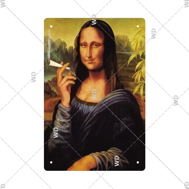 Винтажная сексуальная забавная металлическая вывеска MonaLisa, металлическая жестяная табличка, металлическая винтажная вывеска для паба, бара, человек, украшение пещеры, железные тарелки