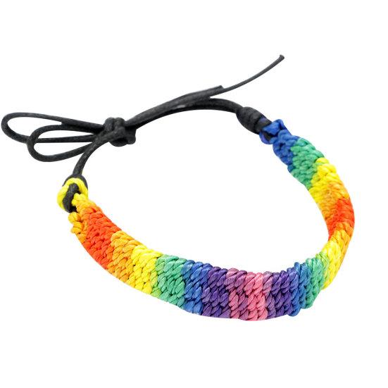 Винтажный браслет из искусственной кожи с радужным переплетением, регулируемый женский браслет, ювелирные изделия