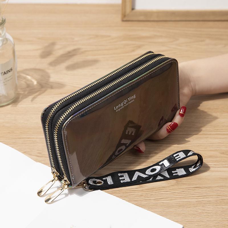 Новый стильный женский кошелек с двойной молнией Laser - вместительный клатч и мягкий кошелек для монет