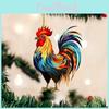 Colorful Cartoon Acrylic Rooster Christmas Decor Flat Hanging Ornament For Vehicles