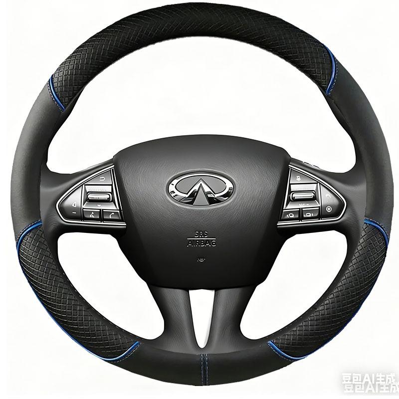 For Infiniti Q50 Q50L 2013-2017 QX50 2015-2017 Black Leather Braid Car Steering Wheel Cover