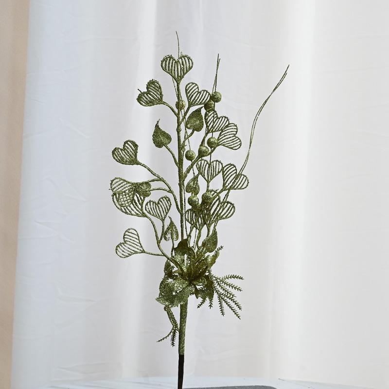 Christmas ornaments heart fan leaves lily decorative branches Christmas tree plugins atmosphere supplies simulated branches berries