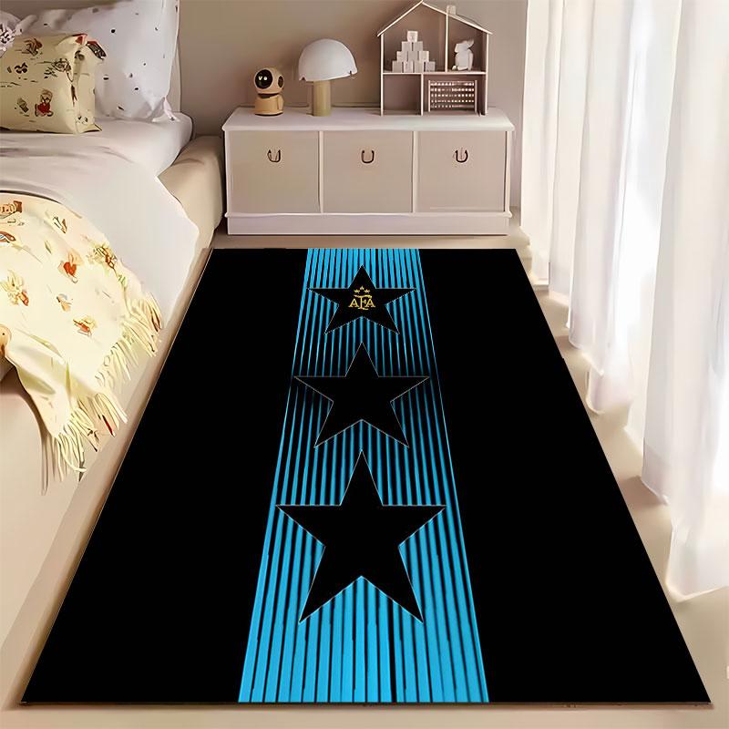Blue Striped Stars Carpet suitable as a non-slip mat for the living room or bedroom sofa