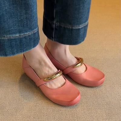 Новый дизайн принцессы Сянчэнь имеет внутреннюю прибавку высоты, туфли Мэри Джейн из натуральной кожи, женская ретро металлическая пряжка, одно слово с легким подъемом