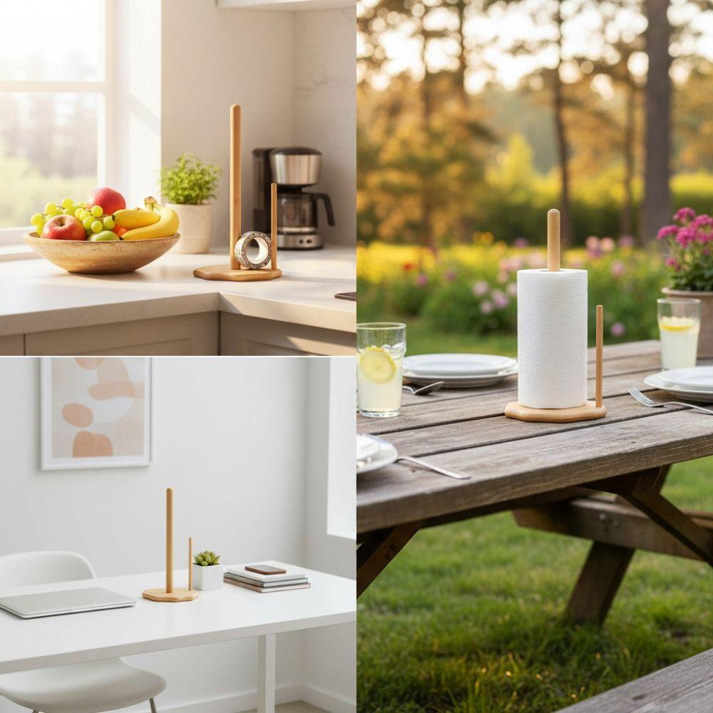 Plum Blossom Base Vertical Stand Wooden Paper Towel Stand Practical Tissue Holder Living Room