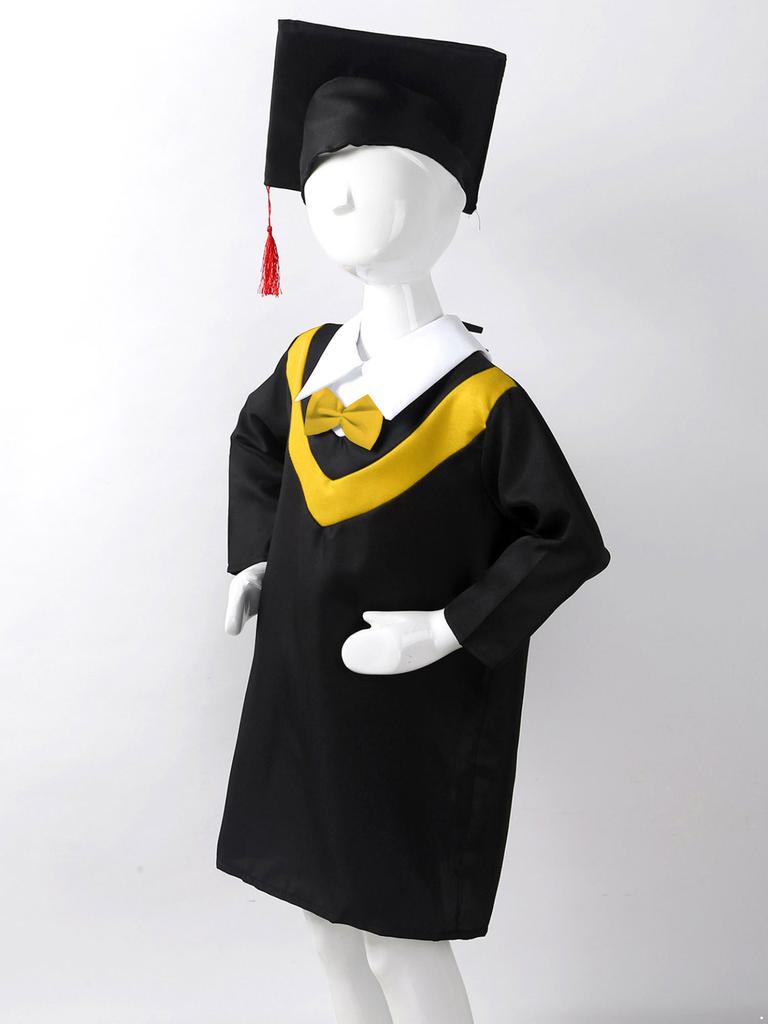 Детское выпускное платье для дошкольников и детского сада + комплект кепок с кисточками, детский костюм унисекс для выпускного вечера для девочек и мальчиков