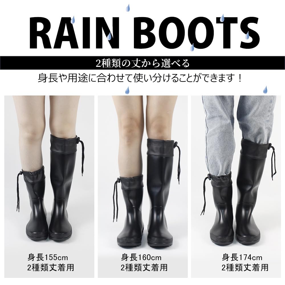 PAFHL Rain Long Rain Perfect for Rainy Farm and Other Work Size Women's Boots, Boots, Black, Waterproof, High-Top, Soft, Season, Typhoons, Work,