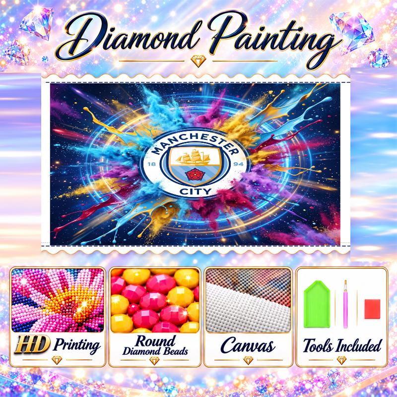 Manchester City Diamond Painting Kit 5D Full Drill DIY Diamond Mosaic Wall Art Home Decor
