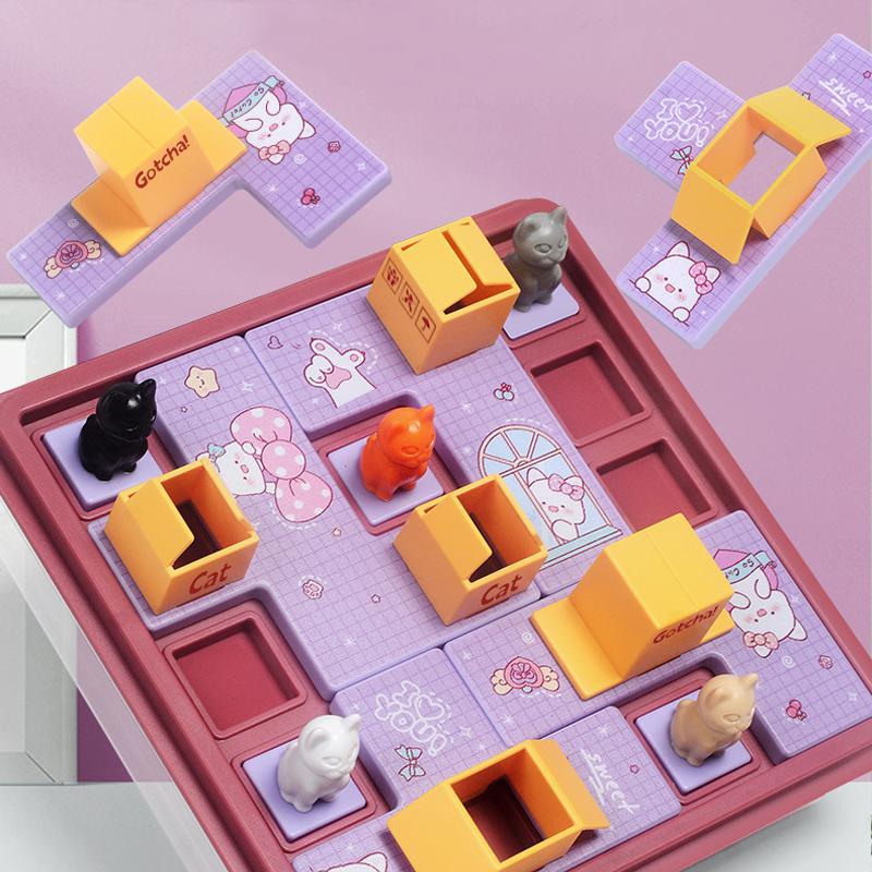 Детская коробка-экспресс с кошкой, настольная головоломка, логическая игра, обучающая игрушка для обучения, тренировка детей, пространственное планирование, семейная игра для вечеринки