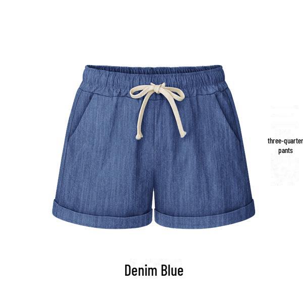 Женские летние шорты широкого кроя: Свободные, облегающие, легкие повседневные брюки для больших размеров