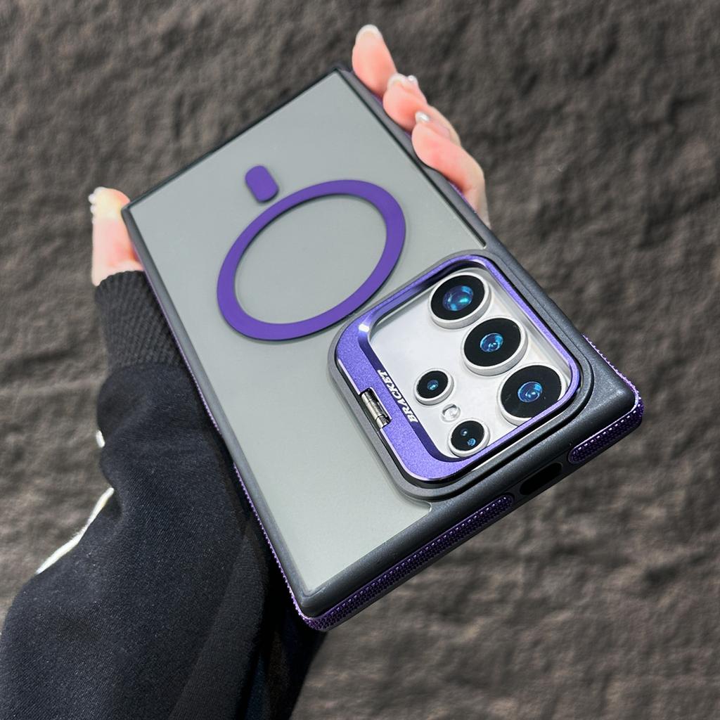 Suitable for Samsung S25 Ultra Magnetic Phone Case S24plus Creative Lens Bracket S23 Dual Color Anti Fall