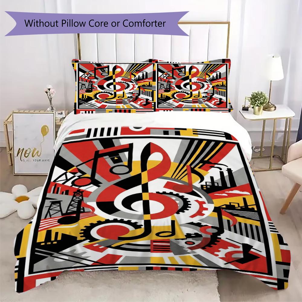 Guitar Music Pattern Bedding uilt Set uilt Cover Pillowcase Home Decoration Birthday Gift (1 * duvet cover + 2 * pillowcase without core)10