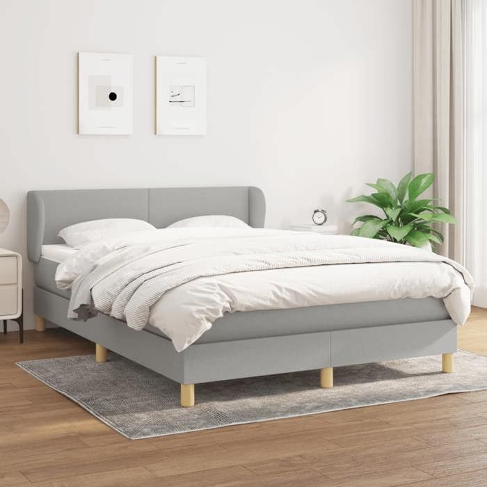3126645 vidaXL Divan Bed with Mattress Light Grey 140x200cm Fabric