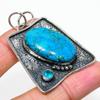 Tibetan Turquoise, Blue Topaz 925 Sterling Silver Pendant 2.17" W0D47