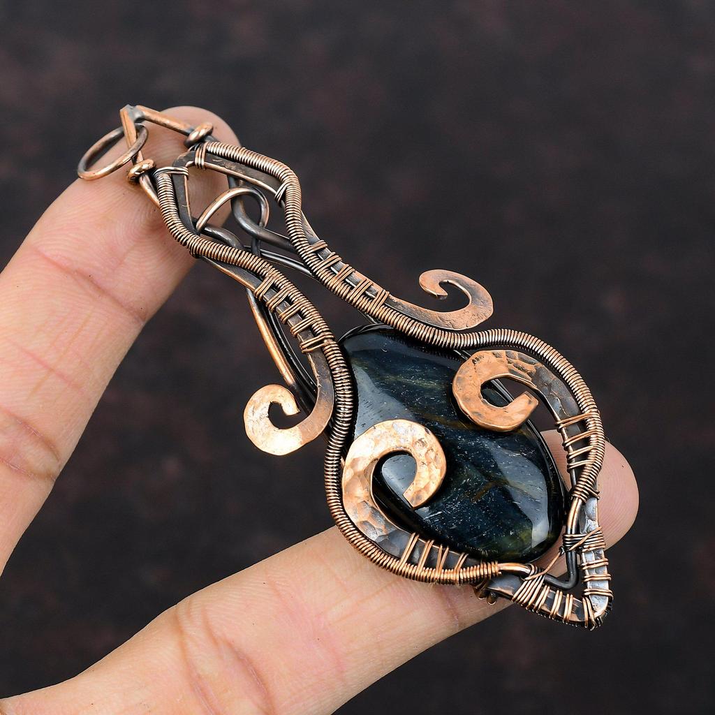 Подвеска из неллита, медная проволока, обернутая ювелирными изделиями, подвеска из натурального драгоценного камня, ювелирные изделия ручной работы, Изящный кулон, медная подвеска из неллита, подарок для мамы