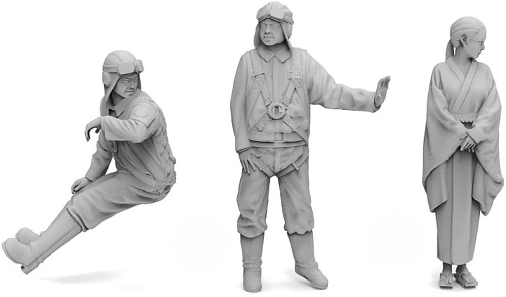 Tori Factory 1/72 Military Miniature Figure Series WWII Japanese Navy Pilot and Woman Seeing Off Resin Kit MF-36C Molded Color