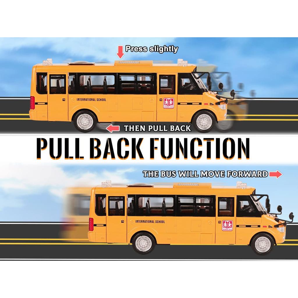 1/32 школьный автобус, игрушки для малышей, 9-дюймовые откидные желтые игрушечные автобусы, литые под давлением машинки со звуками, подсветкой и открытыми дверями, день рождения для мальчиков, девочек, детей