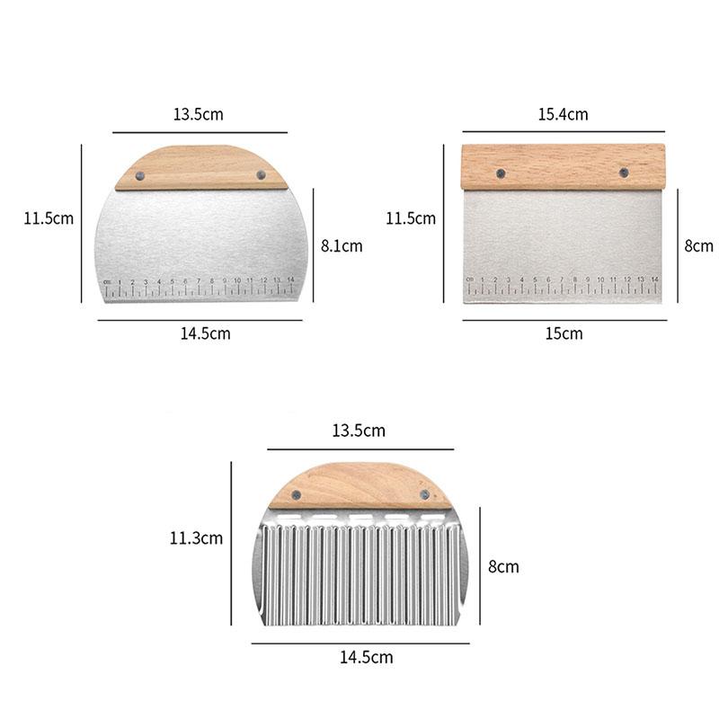 Stainless Steel Dough Scraper Kitchen Dough Bench Scraper Bread Cutter Chopper with Non-Slip Wooden Handle and Measuring Scales