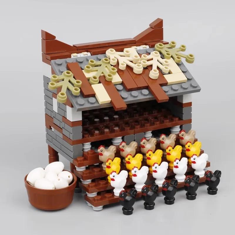 MOC Farm Building Blocks Pumpkin Patch Vegetable Transport Cart Water Wall Stable Pigsty Henhouse Kennel Bricks Toys Kids Gift