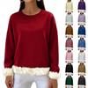 Women's Casual Round Neck Long Sleeve Sweatshirt Solid Color Sweatshirt