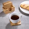 Set of 6 Natural Bamboo Coasters, Cup Pads, and Cup Mats with Bamboo Storage Case. Insulated, Quick-Drying, Non-Slip, 9.5cm x 9.5cm.