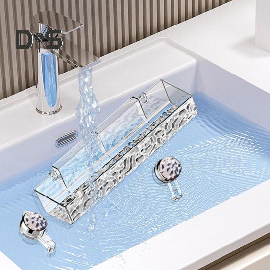 1/2 шт., прозрачная настенная полка без сверления, присоска, большая вместимость, простая установка, универсальный органайзер для ванной комнаты и душа