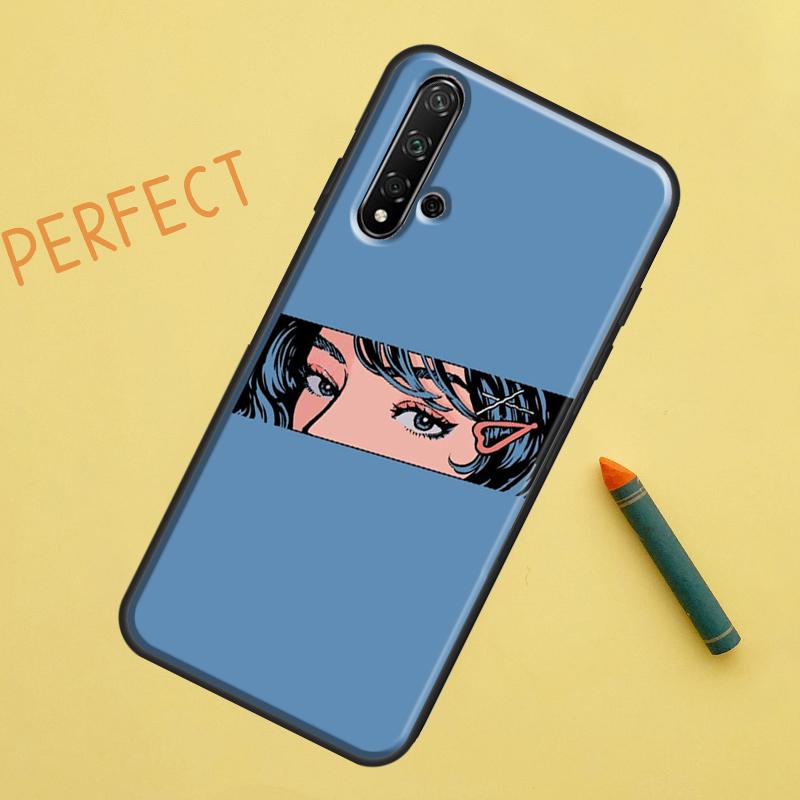 Эстетический чехол с изображением девушки-аниме в стиле поп-арта для Huawei Nova 10 9 SE 5T Y90 Y70 Y60 Y61 Nova 3i 7i 8i 11i P20 P40 P30 Lite P60 Pro