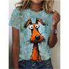 Летняя забавная женская футболка с изображением животных, футболка с 3D-принтом, персонажи, милые животные, Harajuku, повседневный топ с короткими рукавами, женская одежда больших размеров