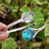 Faceted Glass Gemstone 925 Sterling Silver Plated Adjustable Unisex Cuff Bangle/Bracelet Jewelry