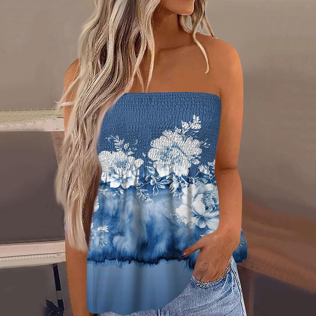 2024 топы для женщин, милая сексуальная футболка без рукавов с открытыми плечами и цветочным принтом