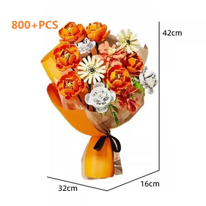 Plastic Blocks Simulation Flowers Building Bricks Eternal Plant Preserved Rose Artificial Bamboo Adult Toy Mom Gift Girl Present