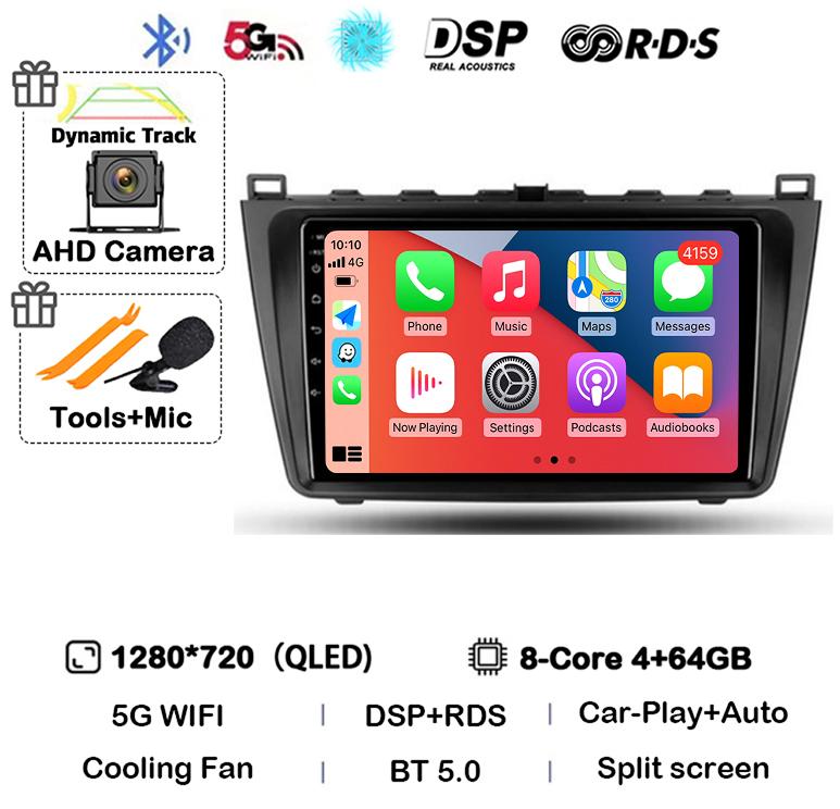 Автомобильное радио Android14 Carplay Auto для Mazda 6 GH 2007 2008 2009 2010 2011 2012 Мультимедиа GPS Видеоплеер Стерео 2din Головное Устройство