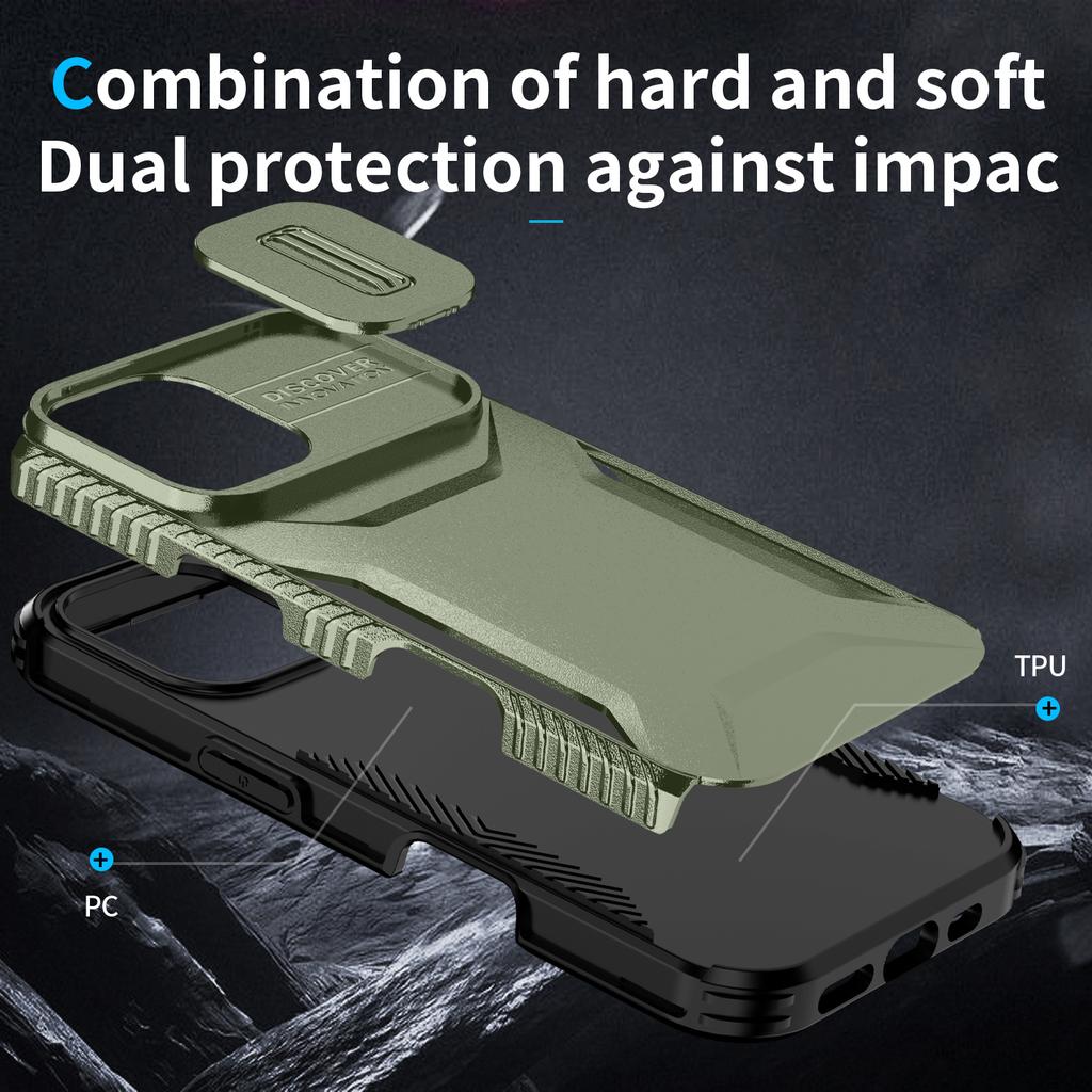 For iPhone 16 Plus Case TPU+PC Slide Lens Protection Phone Cover