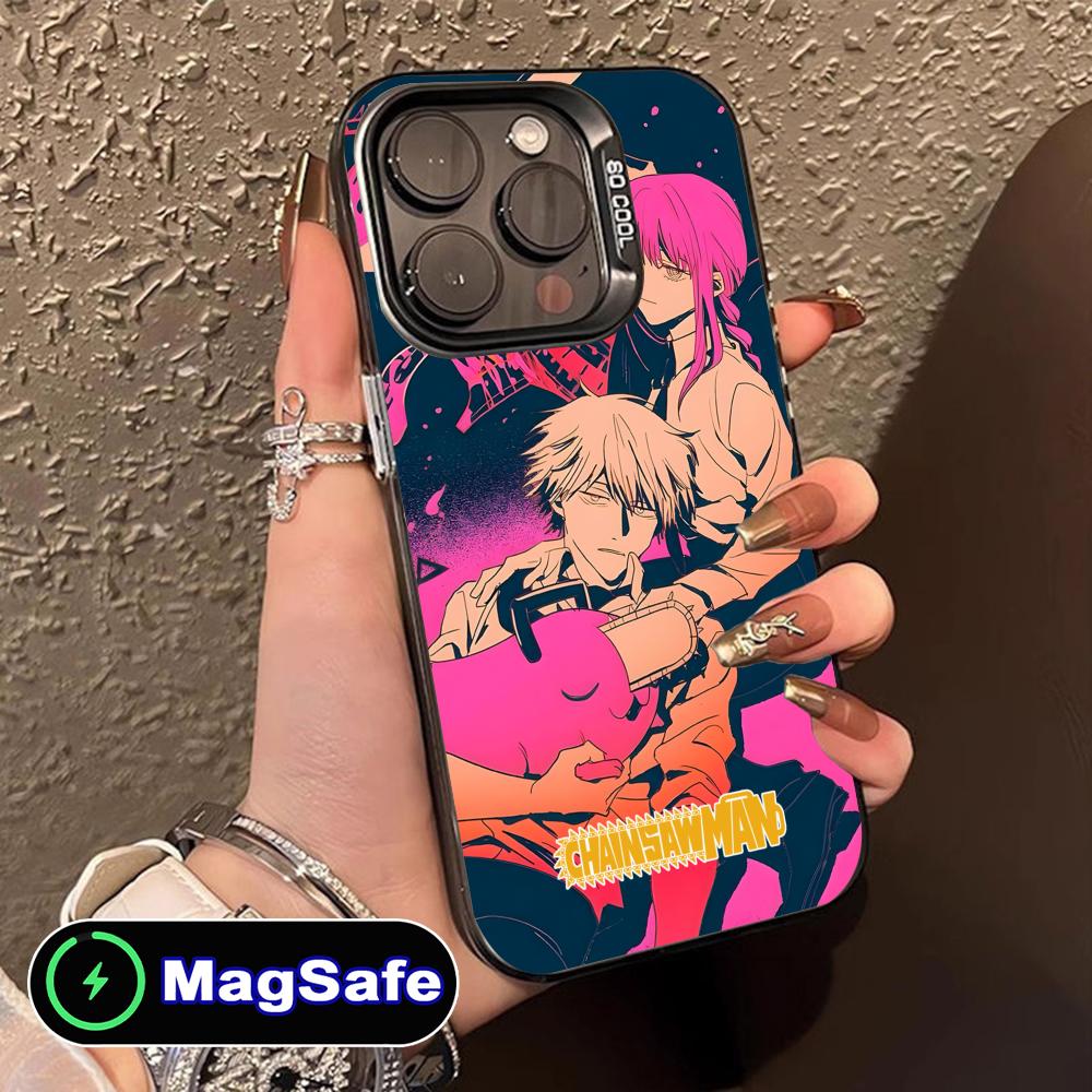 Chainsaw Anime Man Mobile Phone Case for iPhone 16 15 14 13 12 11 Pro Max Plus MagSafe Translucent Colour Protective Smartphone