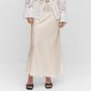 A Line Long Satin Skirts for Women Black Elegant High Waist Maxi Beige Skirts Silk Lace Up Long Skirt Women