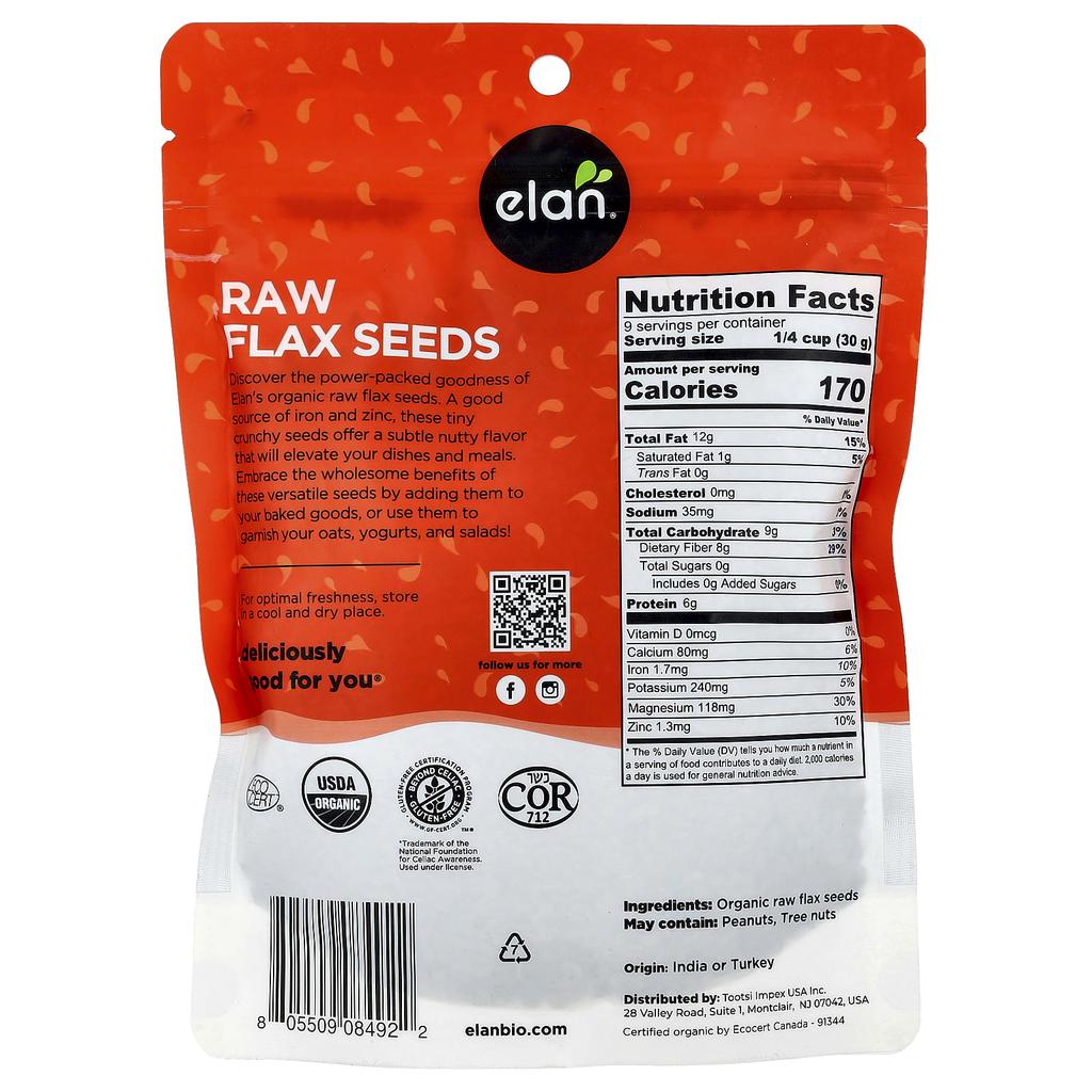 Organic Flaxseed, Raw, 275G(9Oz)