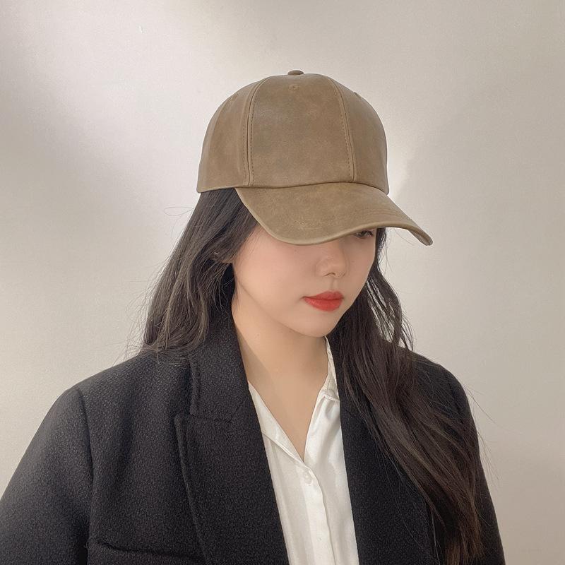 2025 Моющаяся кожа Горячая распродажа Новая бейсболка Весна Лето Женская Осень Все Простая Ретро Кепка Тренд Солнцезащитная шляпа