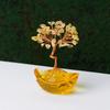 1pc Natural Crystal Citrine Fortune Tree Glass Base Hand-Woven Lucky Tree Home Office Desktop Decoration Holiday Gift